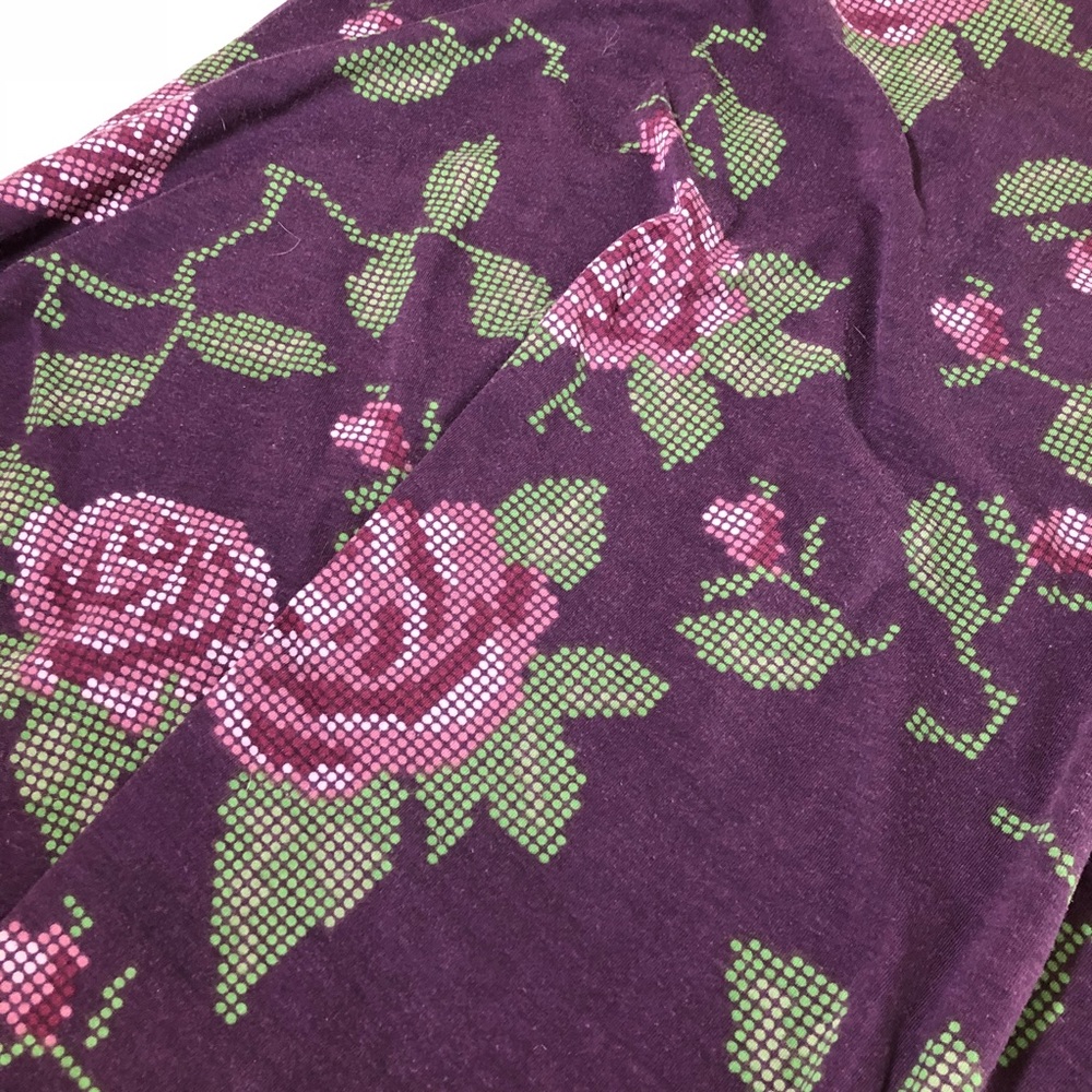 Lularoe Perfect T Purple Floral Short Sleeve Tee - Picture 2 of 8